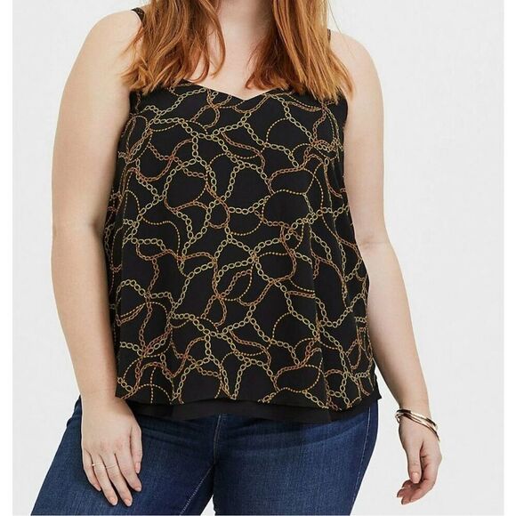 Torrid Sophie Chiffon Double Layer Chain Print Swing Cami Size 1 - Picture 1 of 7